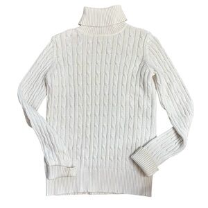 St. John's Bay Cable Knit Turtleneck Sweater Ivory size Small